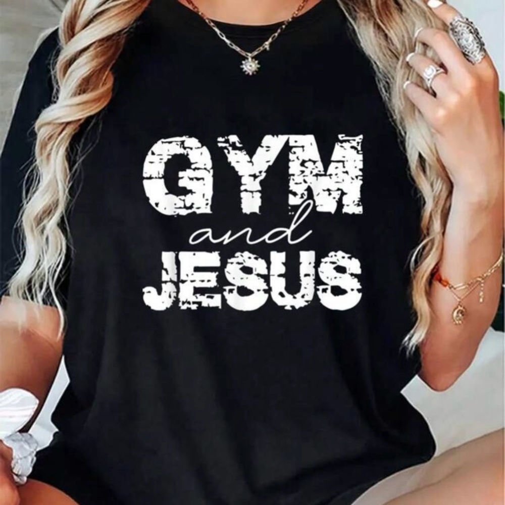 Black Graphic Tee - Gym and Jesus